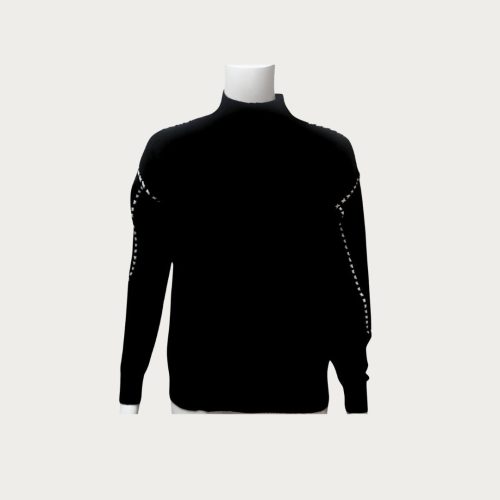 black whipstitch turtleneck sweater 892734