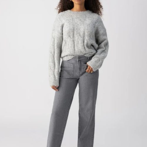 cozy cable crew sweater heather ash 929148