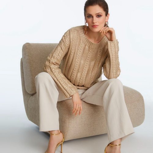 gold cable knit sweater 720481